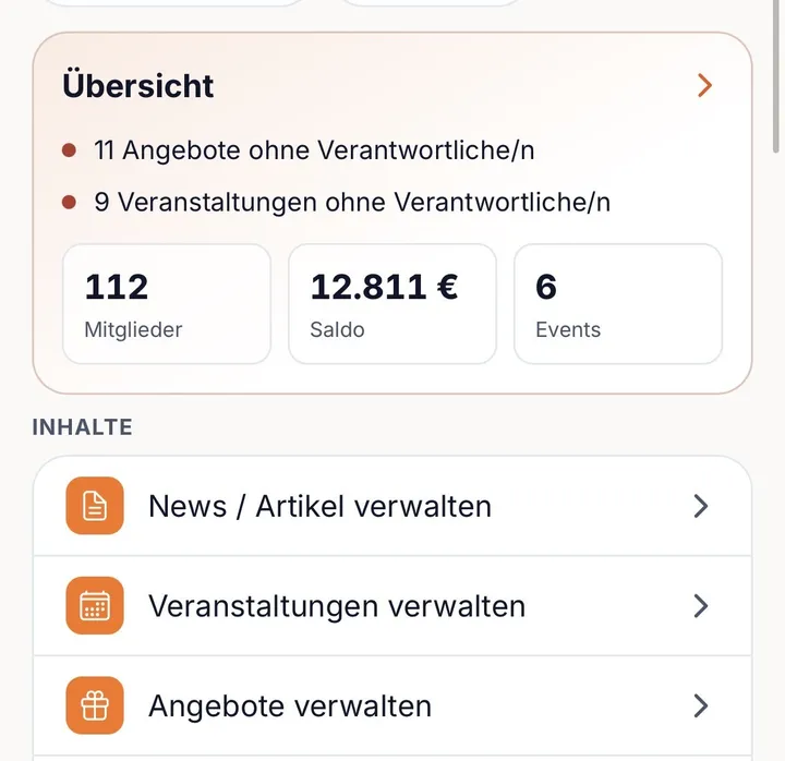 Kasse in der WirKonect-App mit Kontoauszug